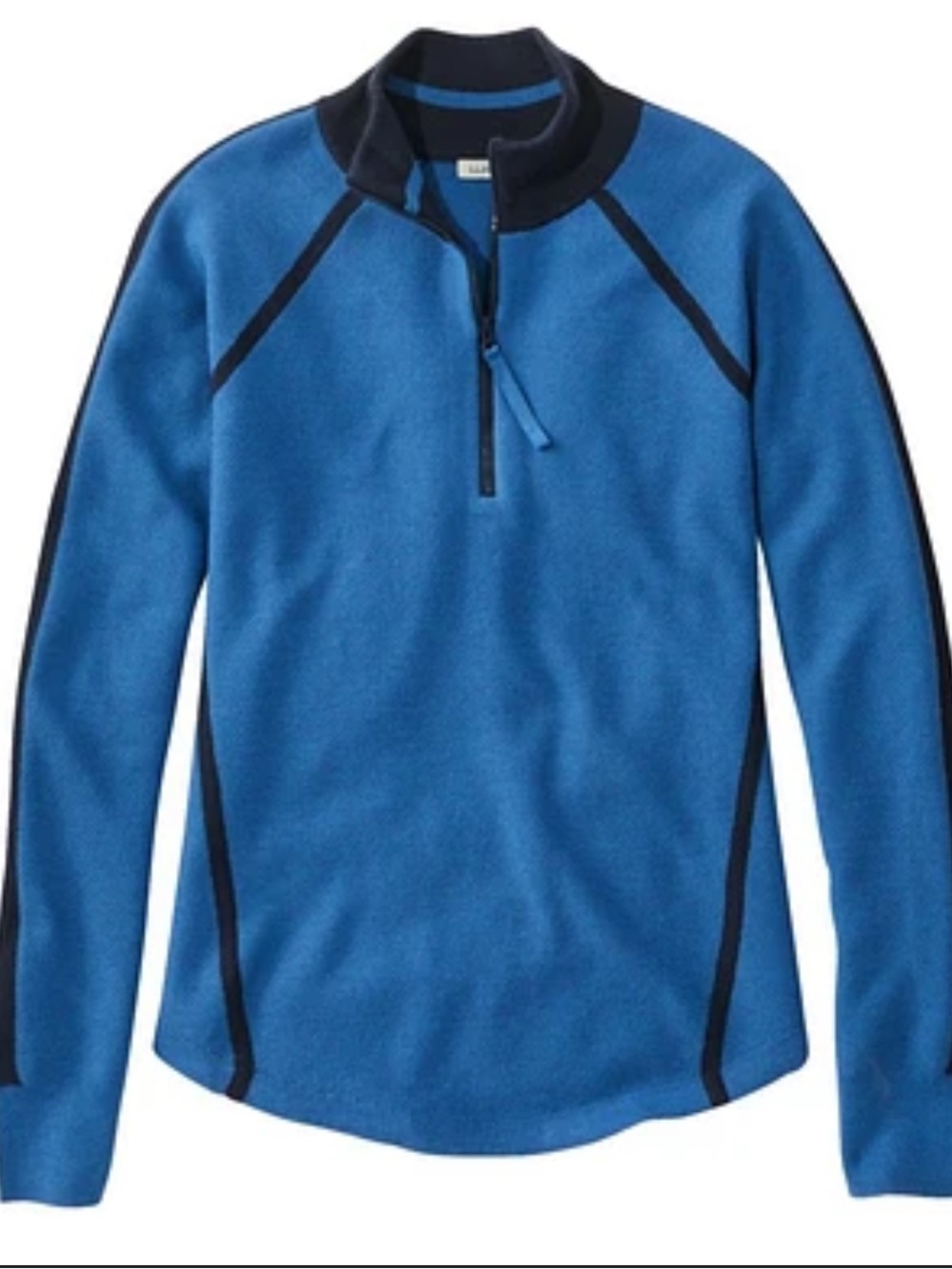 L.L. Bean Blue Fleece Quarter-Zip with Black Trim Sz M Athleisure Outdoor Hike